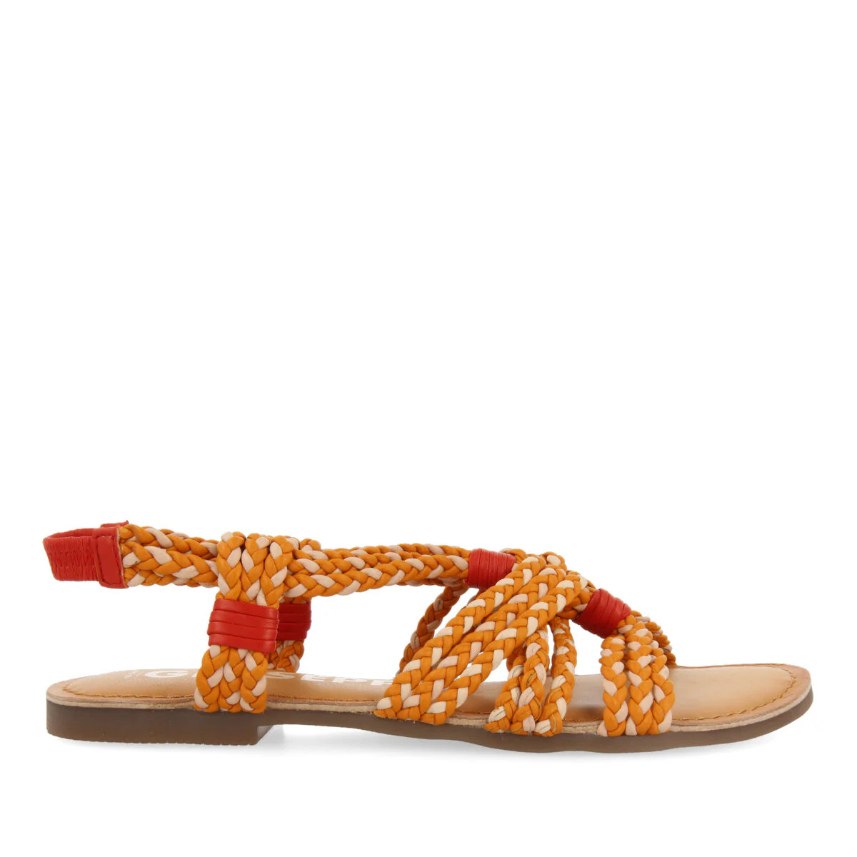 Matupa women's flat pink and orange braided sandals