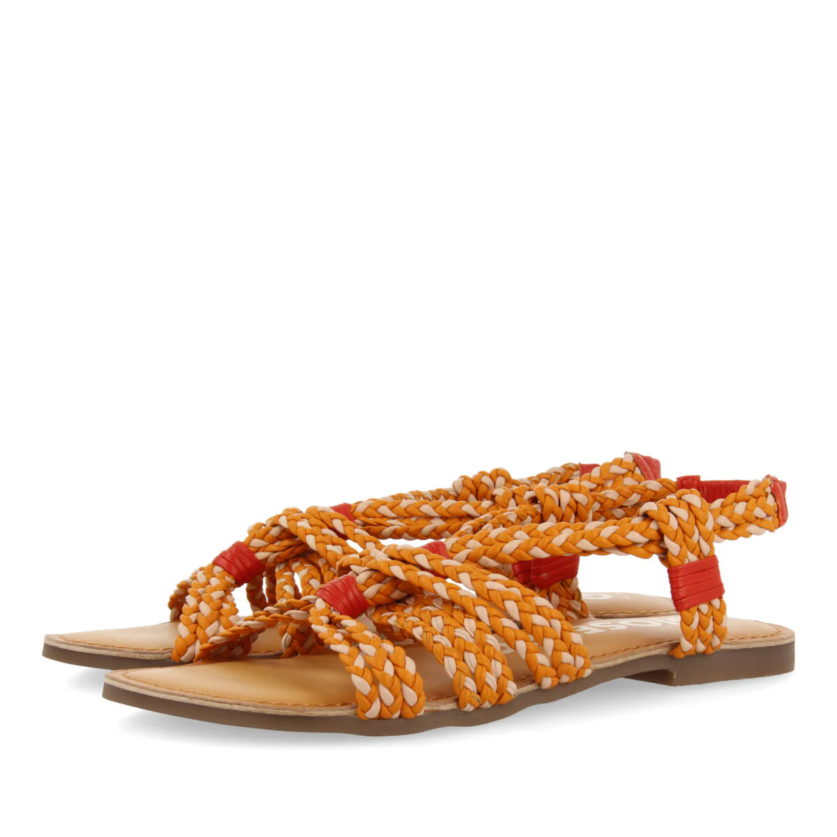 Matupa women's flat pink and orange braided sandals - Image 3