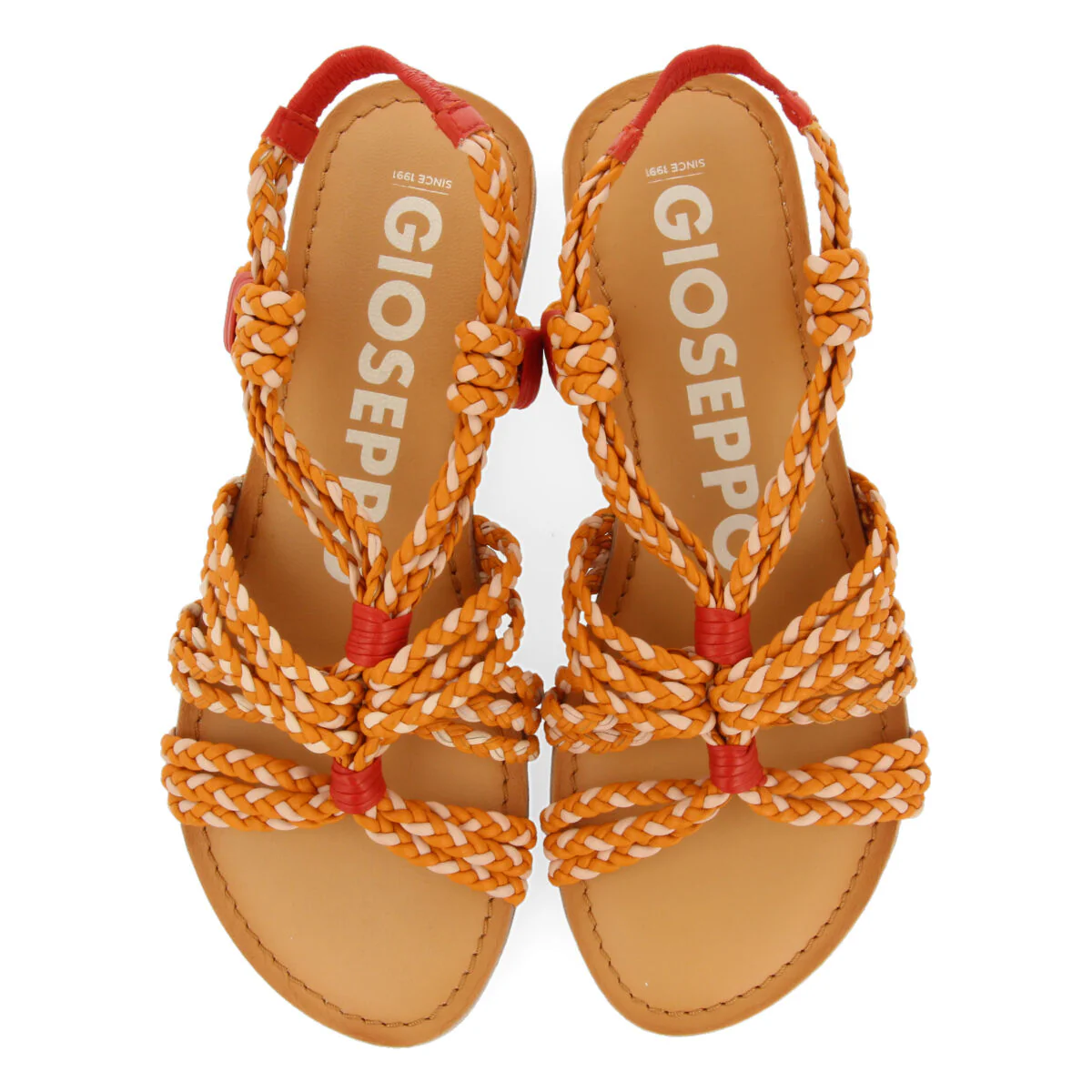 Matupa women's flat pink and orange braided sandals - Image 4
