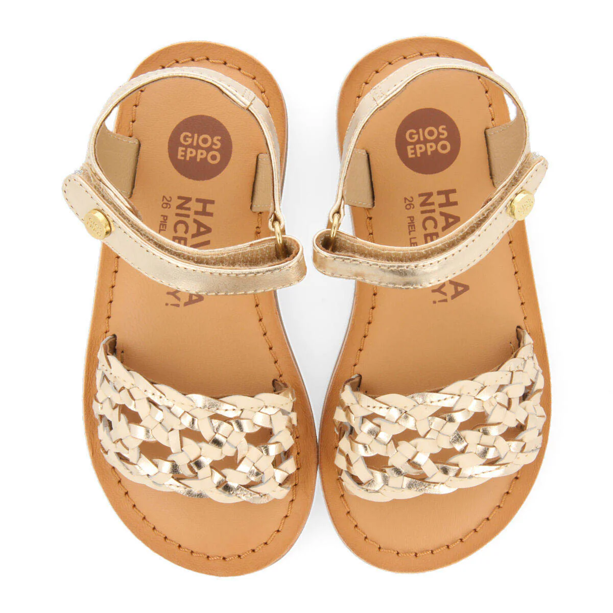 Medan girls goldlaited leather sandals - Image 3