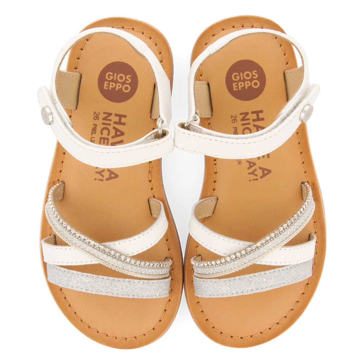 Melgar girls leather sandals with white details - Image 3