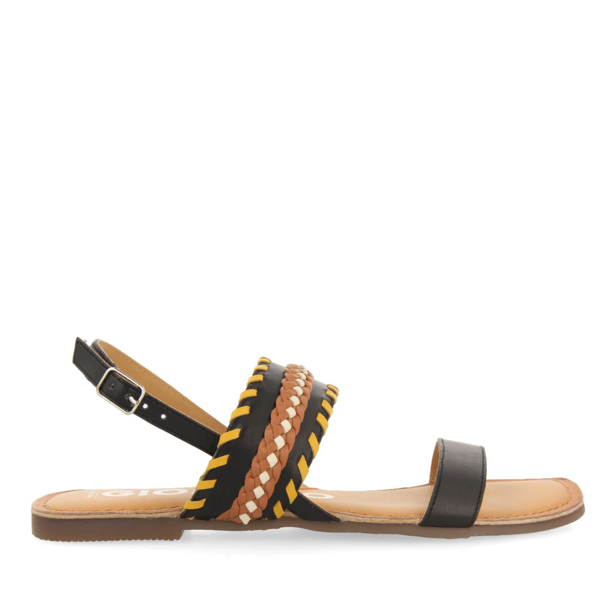 Melun women's black sandals with geometric details