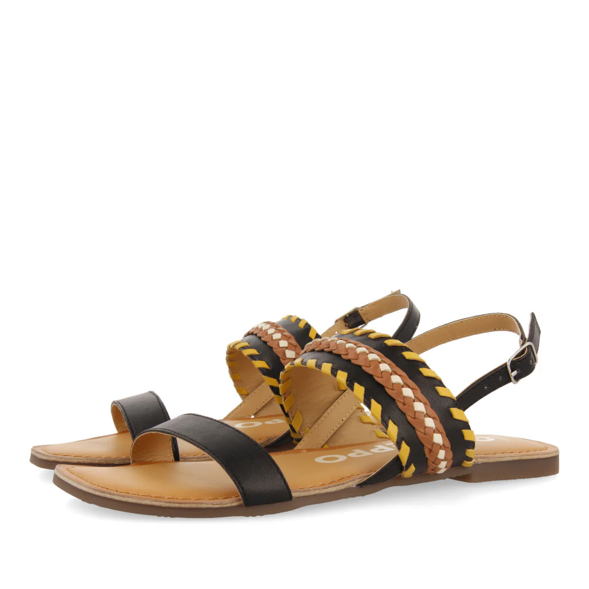 Melun women's black sandals with geometric details - Image 2