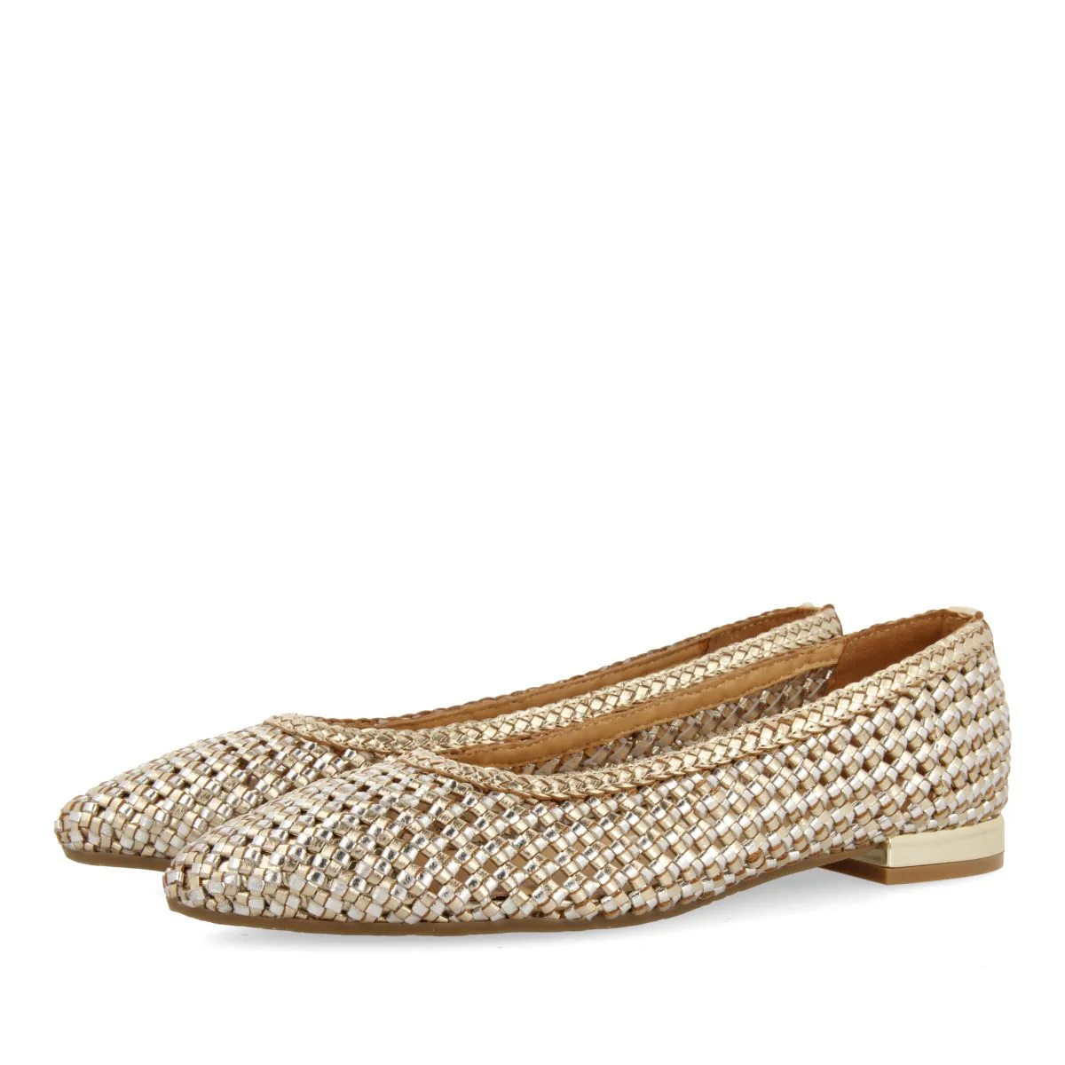 METALLIC BRAIDED LEATHER BALLET FLATS WITH POINTED TOE FOR WOMEN ATHERTON - Image 3
