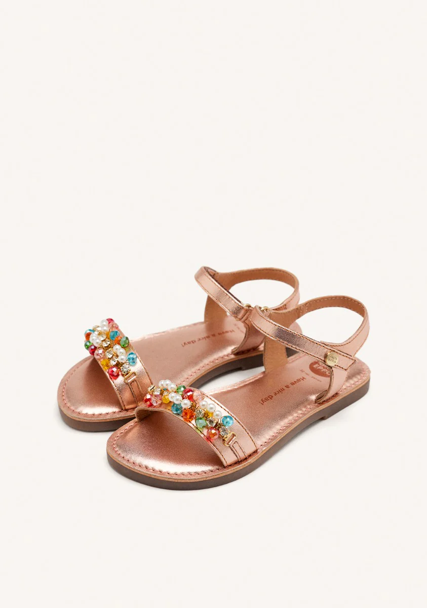 METALLIC LEATHER BEADED SANDALS EFFINGHAM - Image 2
