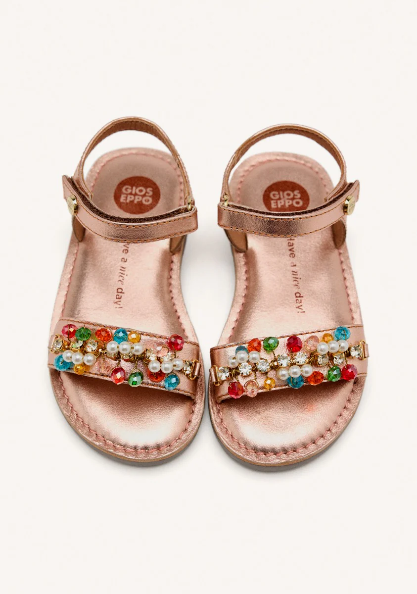 METALLIC LEATHER BEADED SANDALS FLAMBEAU - Image 4