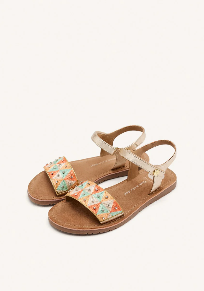 METALLIC LEATHER EMBROIDERED SANDALS MONTROSE - Image 2