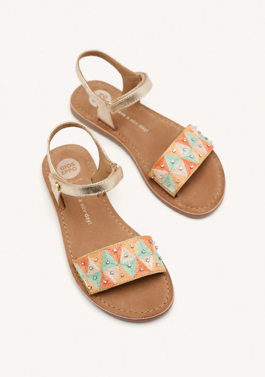 METALLIC LEATHER EMBROIDERED SANDALS MONTROSE - Image 4