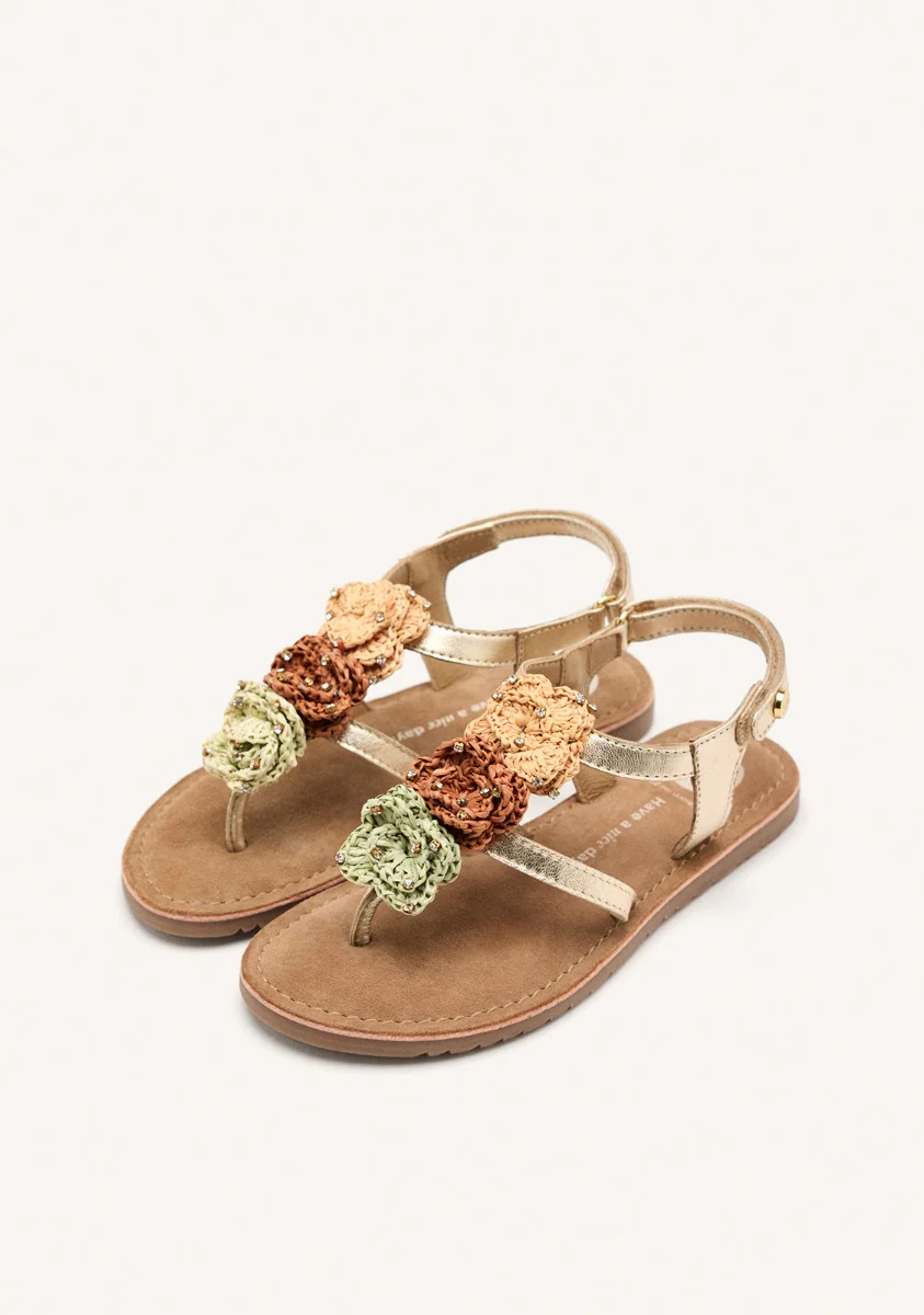METALLIC LEATHER FLOWER SANDALS NEWRY - Image 2