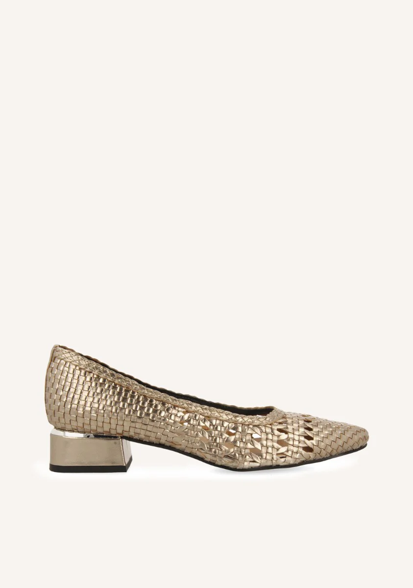 METALLIC STUDDED LEATHER COURT SHOES BY MAGLOD