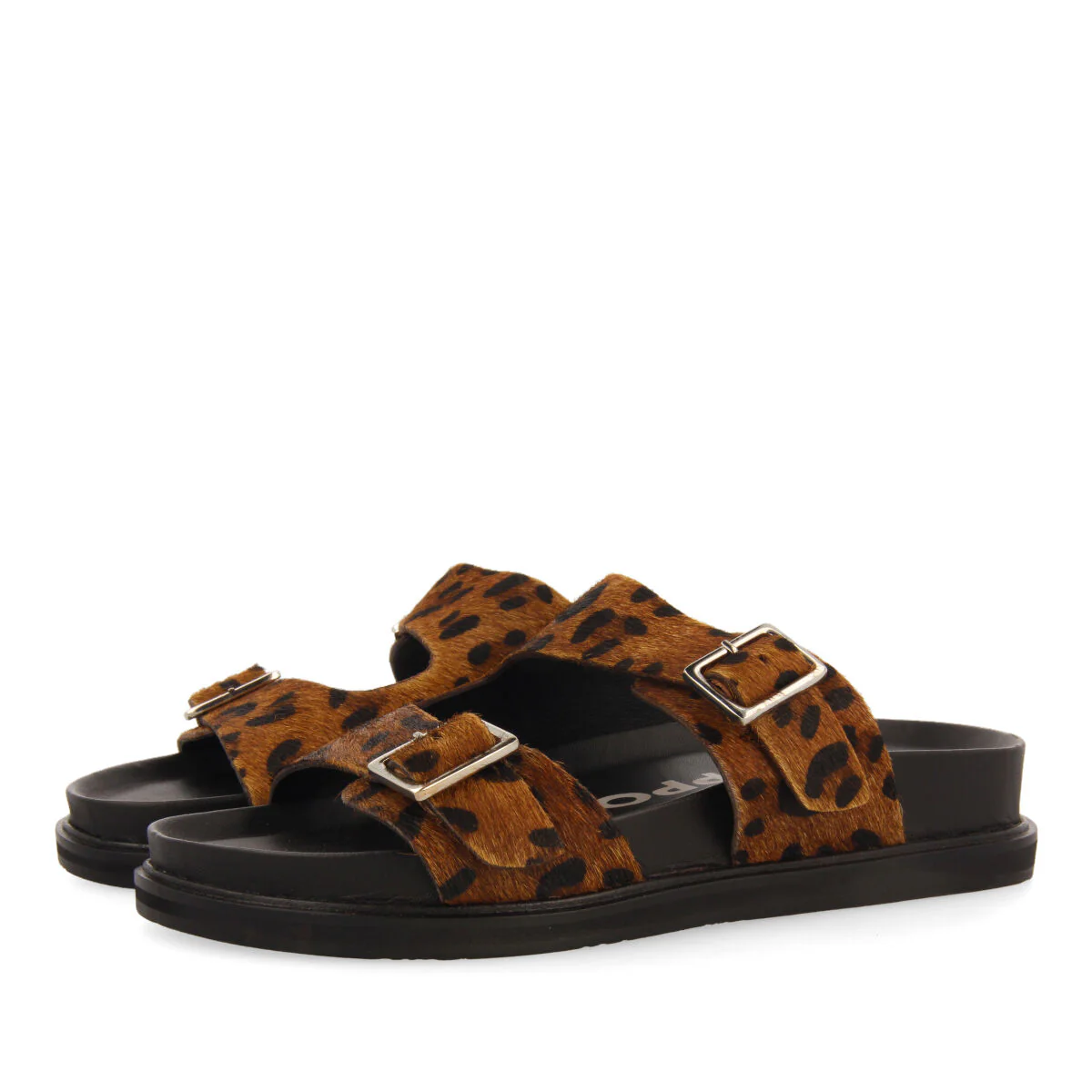 Moema women's footbed sandals with buckles and animal print - Image 3