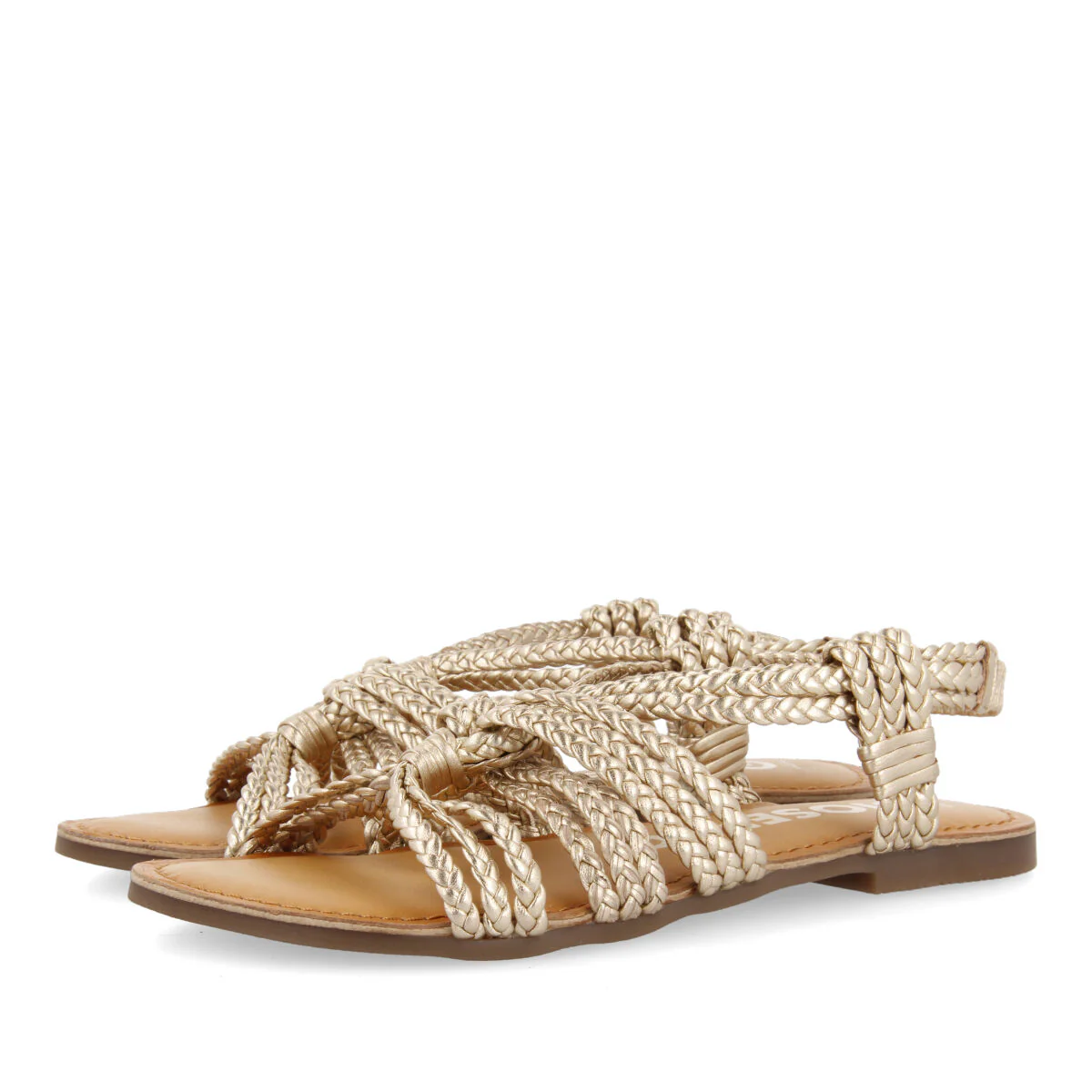 Molay women's flat gold braided sandals - Image 3