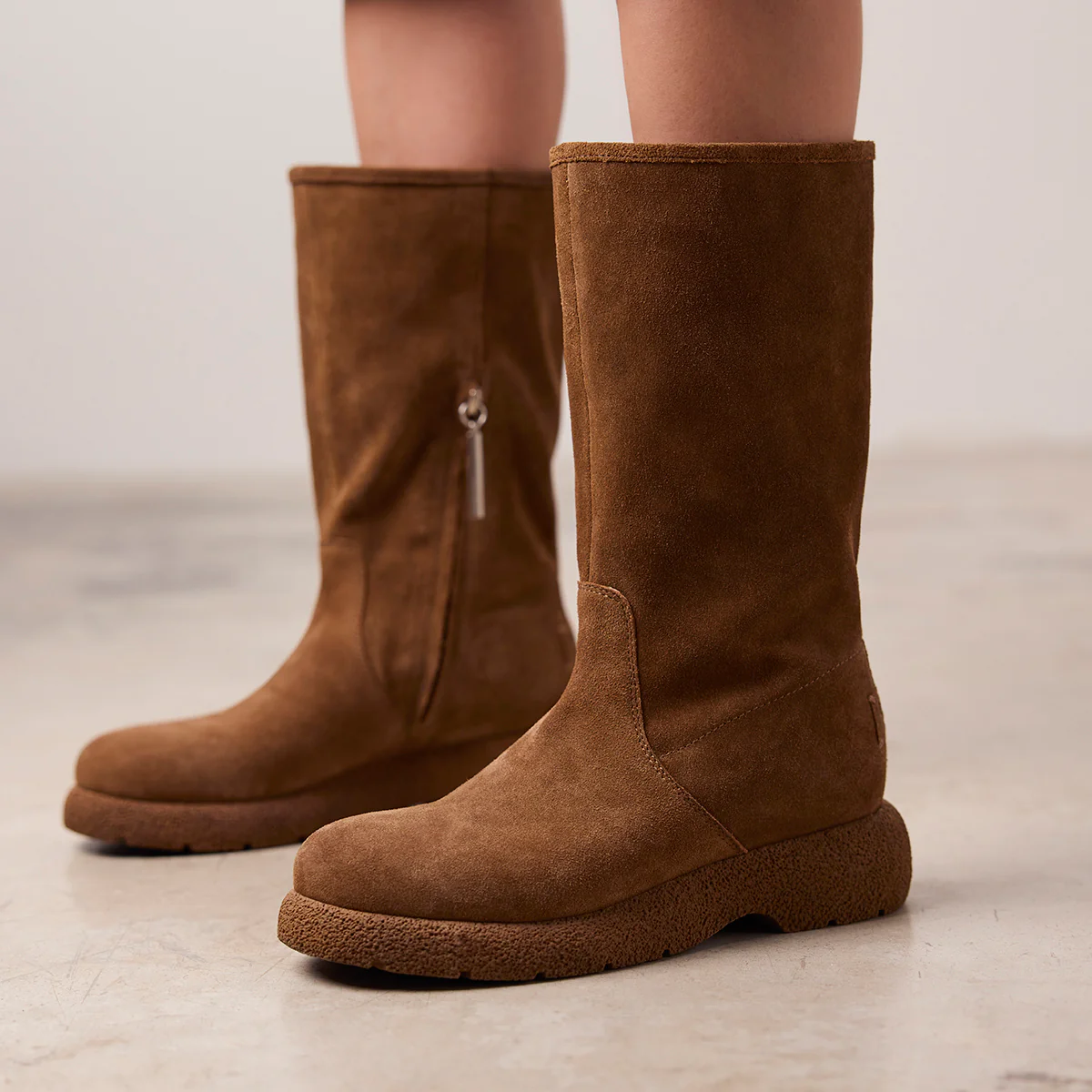 MULTI-POSITION LEATHER SUEDE BOOTS WITH FUR KOSSEN - Image 2