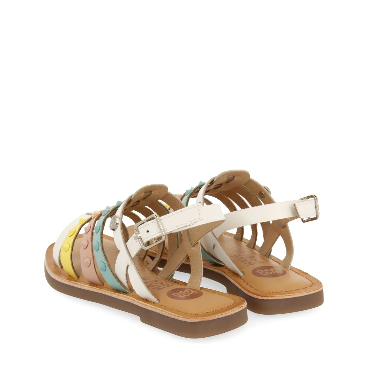 MULTICOLOR LEATHER ROMAN STYLE SANDALS FOR GIRLS AND BOYS BEYNAC - Image 3