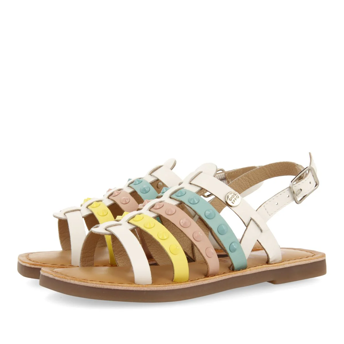 MULTICOLOR LEATHER ROMAN STYLE SANDALS FOR GIRLS AND BOYS BEYNAC - Image 2