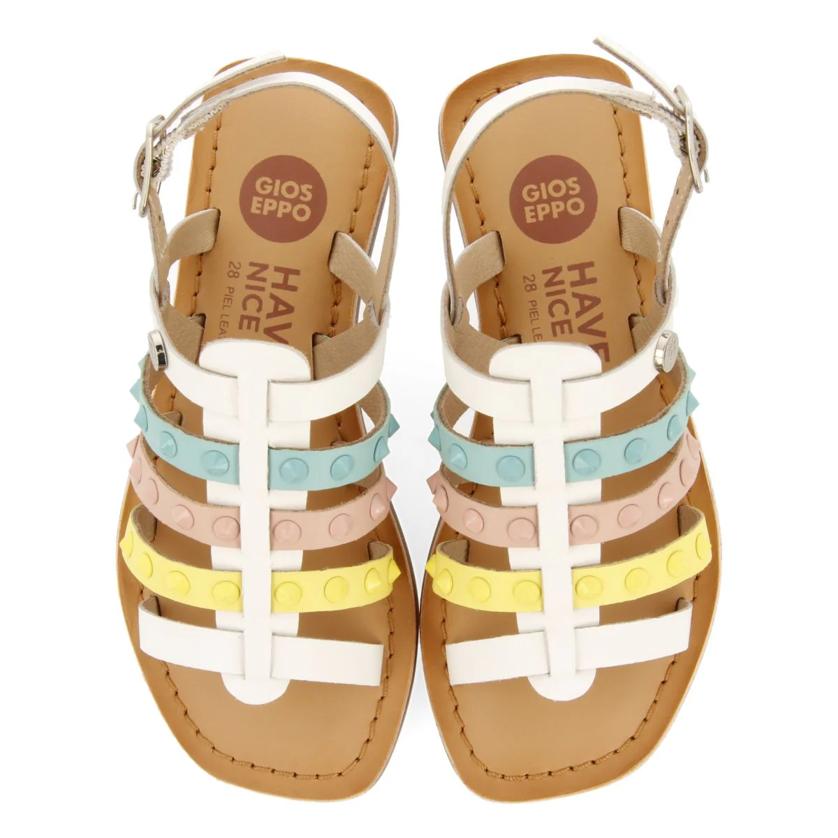 MULTICOLOR LEATHER ROMAN STYLE SANDALS FOR GIRLS AND BOYS BEYNAC - Image 4