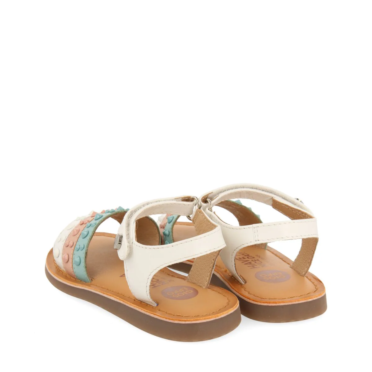 MULTICOLOR LEATHER SANDALS WITH STUDS FOR GIRLS AND BOYS TROINA - Image 3