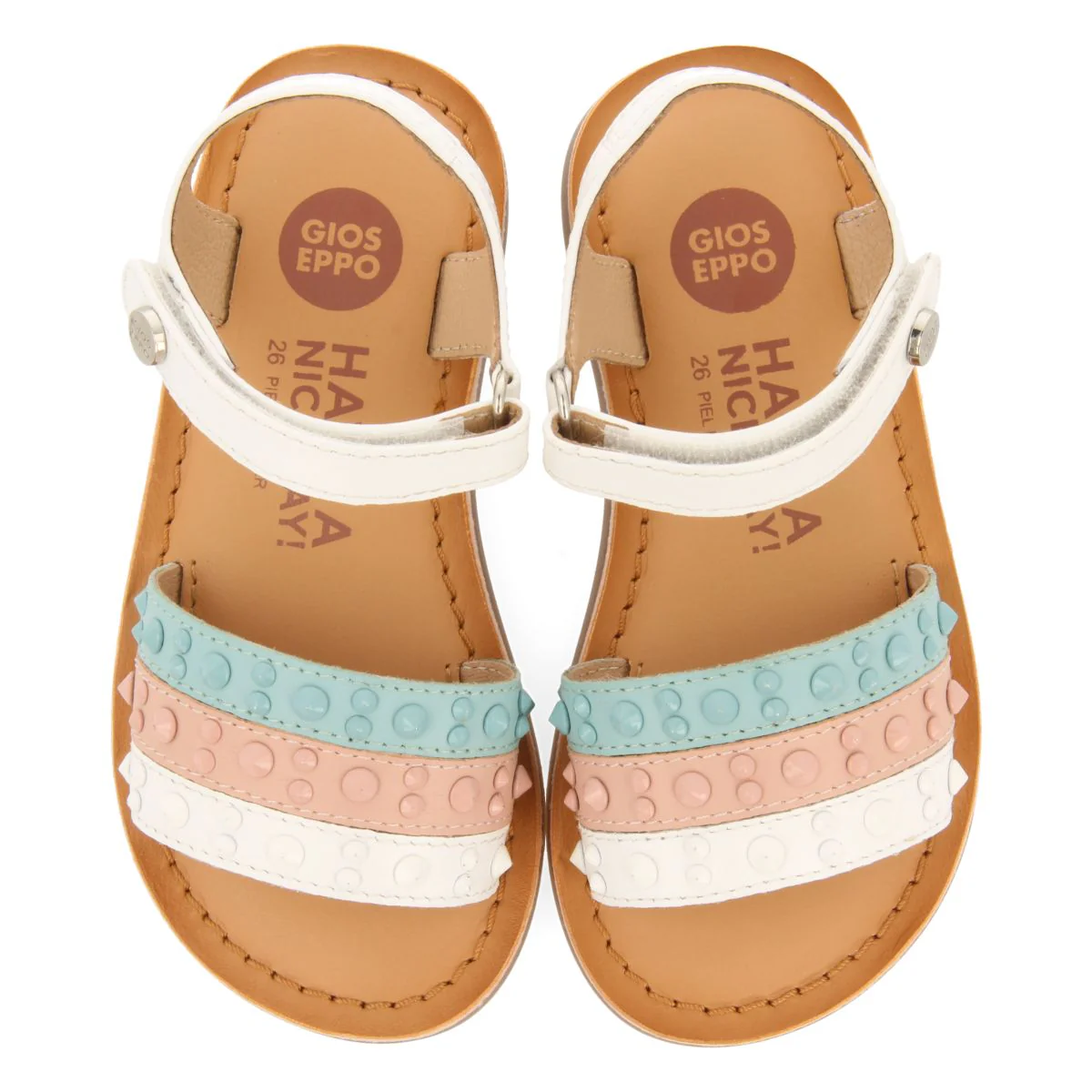 MULTICOLOR LEATHER SANDALS WITH STUDS FOR GIRLS AND BOYS TROINA - Image 4
