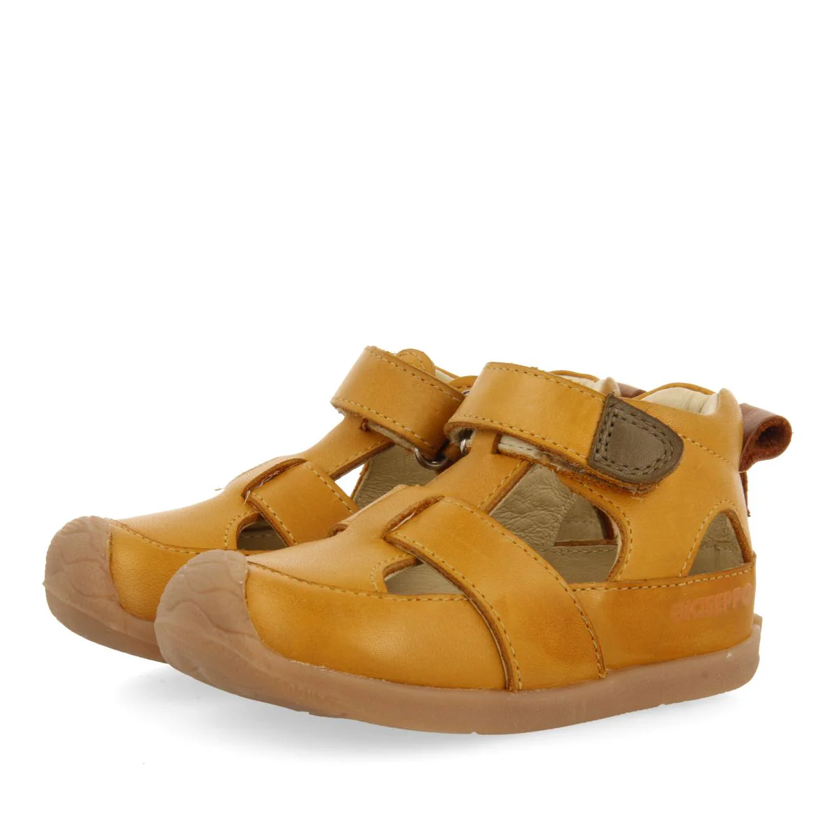 MUSTARD COLORED LEATHER SANDALS FOR BABY BABSON - Image 2