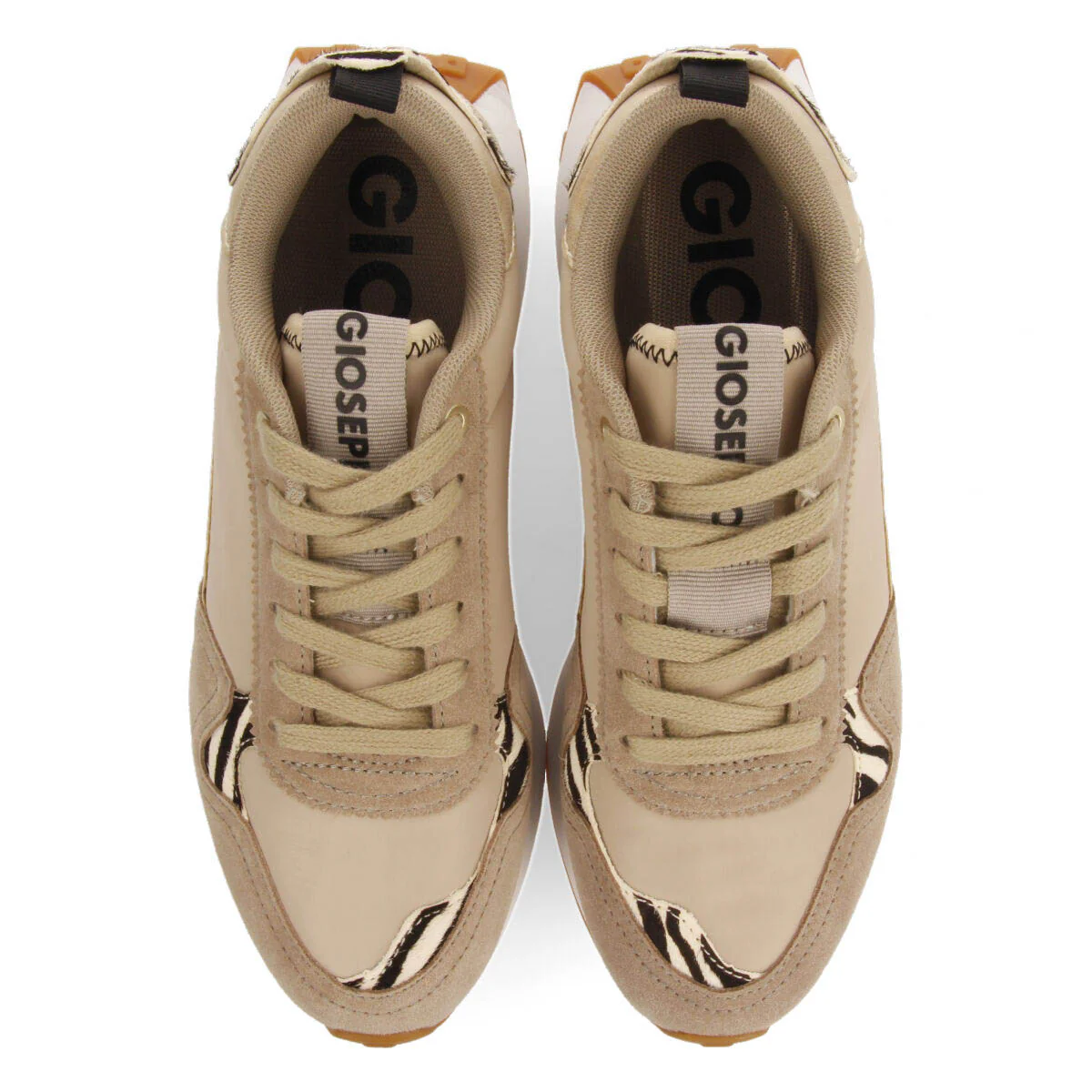 Naestved women's beige retro sneakers with animal print - Image 4