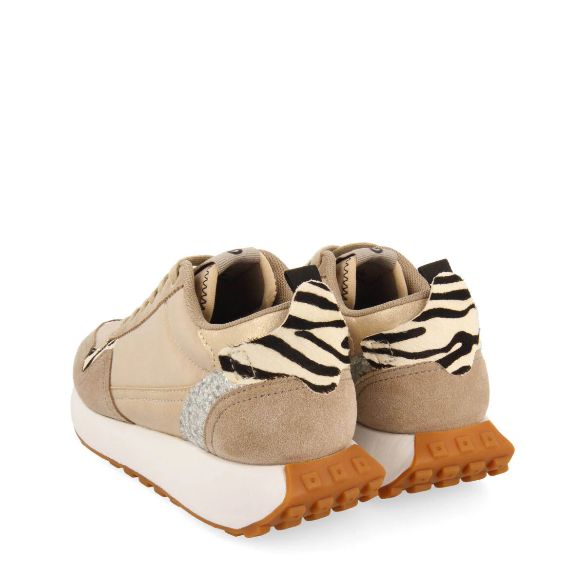 Naestved women's beige retro sneakers with animal print - Image 5