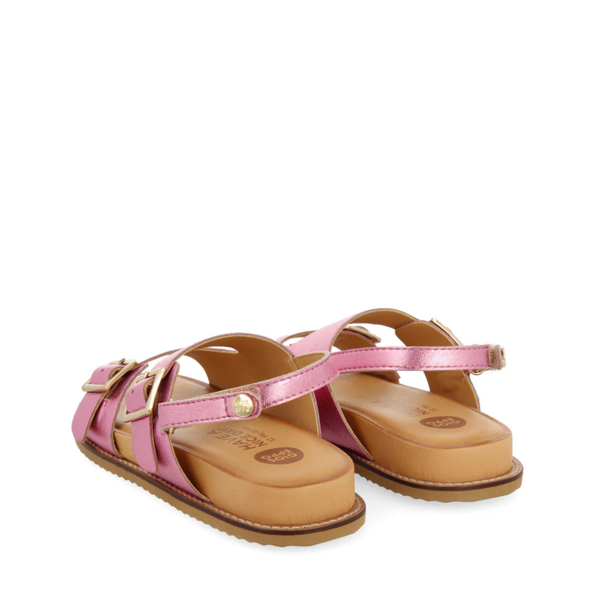 Naque girls fuchsia leather anatomical sandals - Image 4