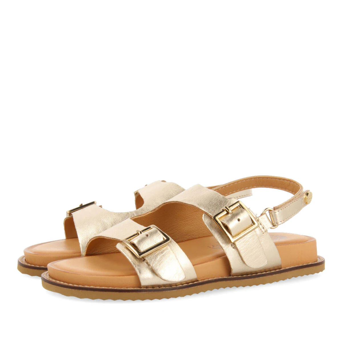 Naque girls gold leather anatomical sandals - Image 2