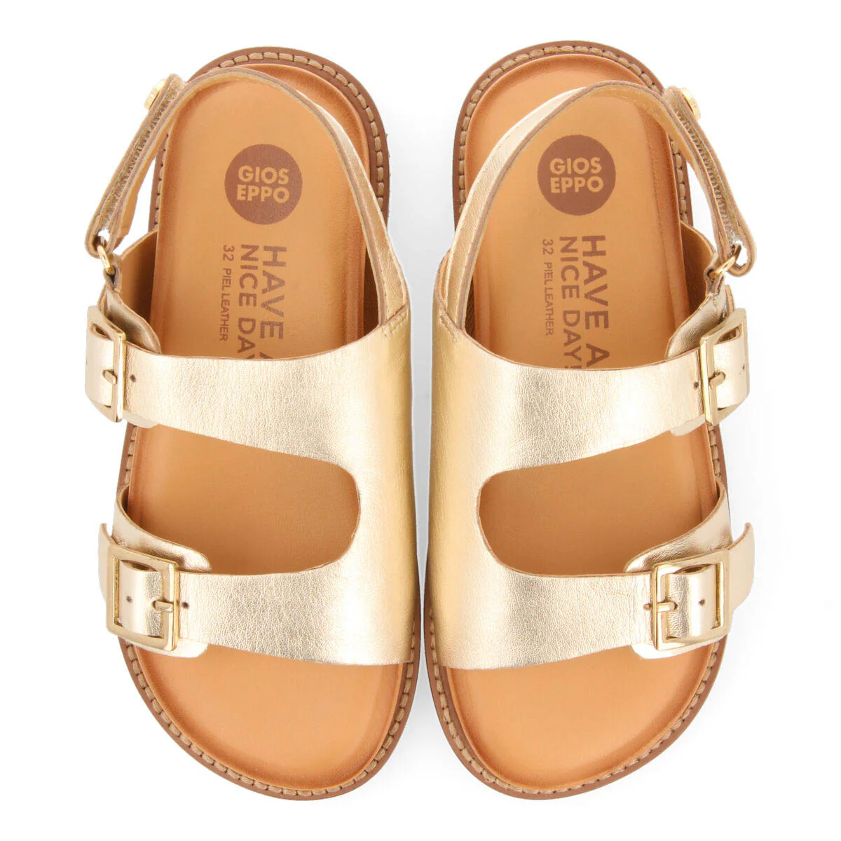 Naque girls gold leather anatomical sandals - Image 3