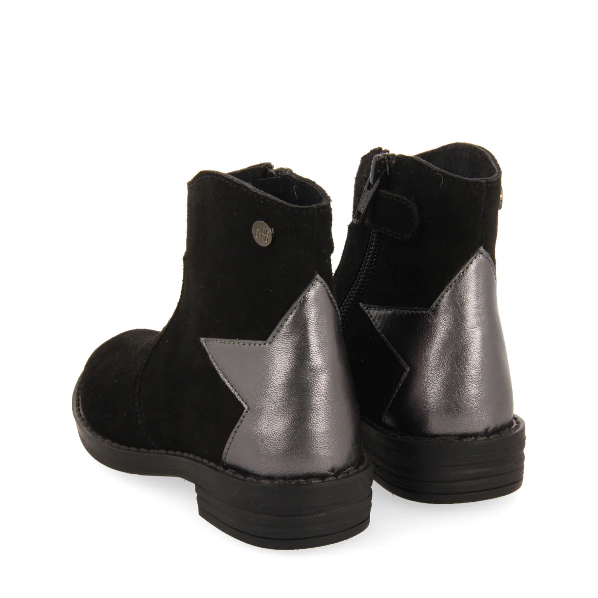Nastola children's black split-suede cowboy boots with decorative star - Image 4