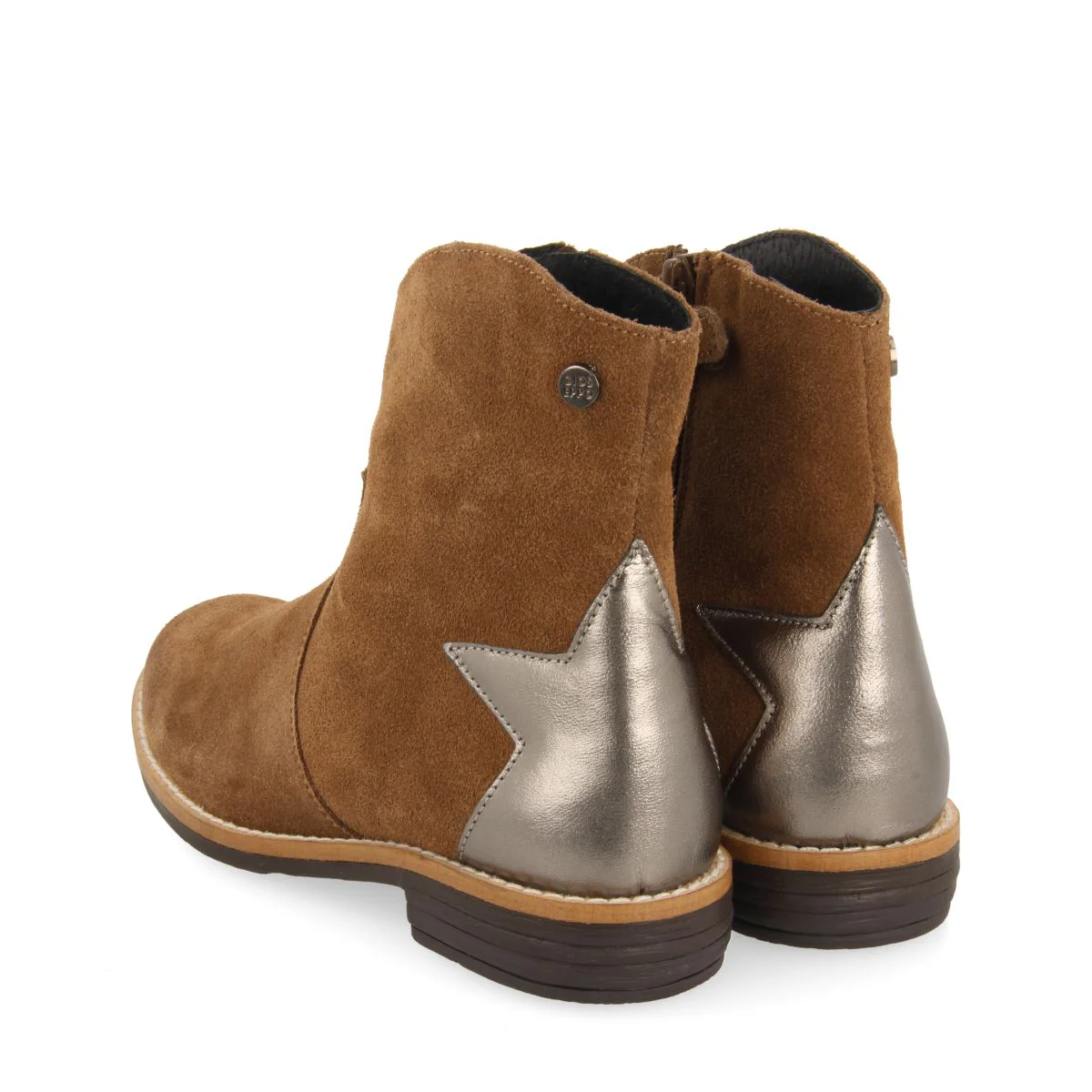 Nastola children's taupe split-suede cowboy boots with decorative star - Image 4
