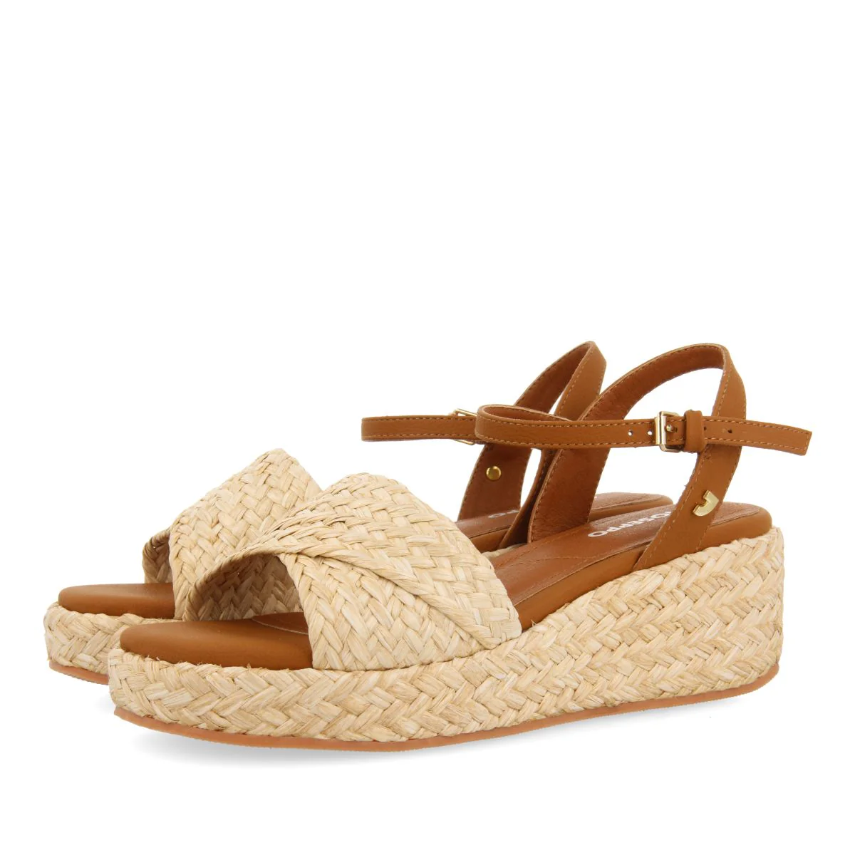 NATURAL COLOR RAFFIA SANDALS WITH PLATFORM FOR WOMEN COOS - Image 3
