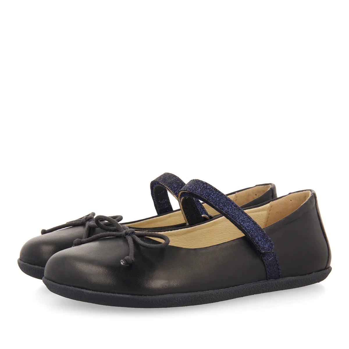 NAVY BLUE GLITTERY BALLET FLATS WITH BOW EMBELLISHMENT FOR GIRLS AND BOYS ANNSVILLE - Image 2