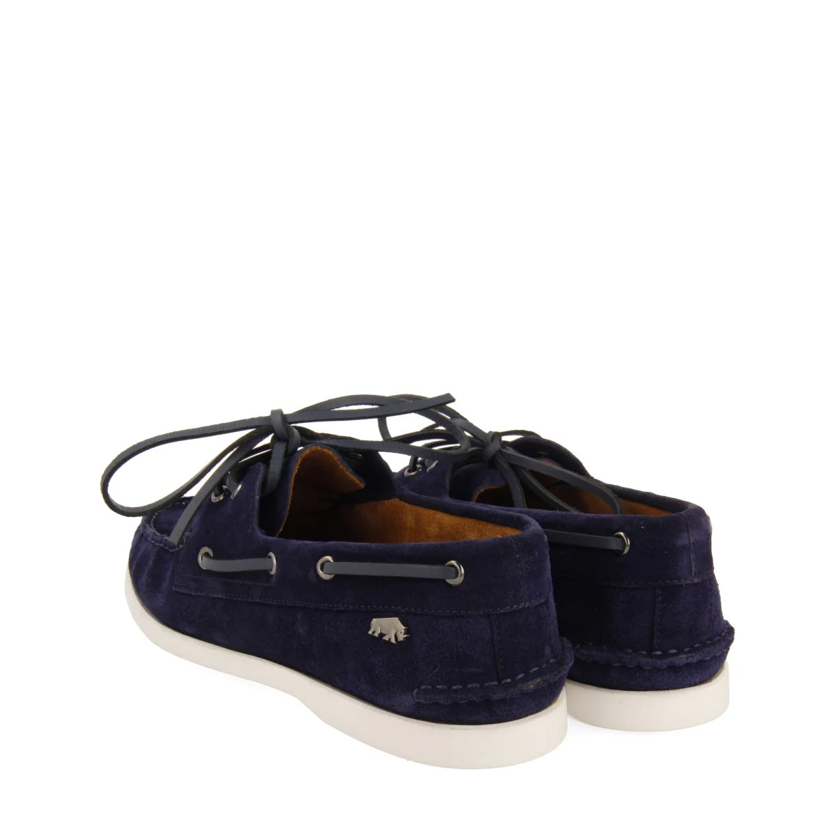 NAVY BLUE LEATHER NAUTICAL STYLE LOAFERS FOR MEN TRUNO - Image 3