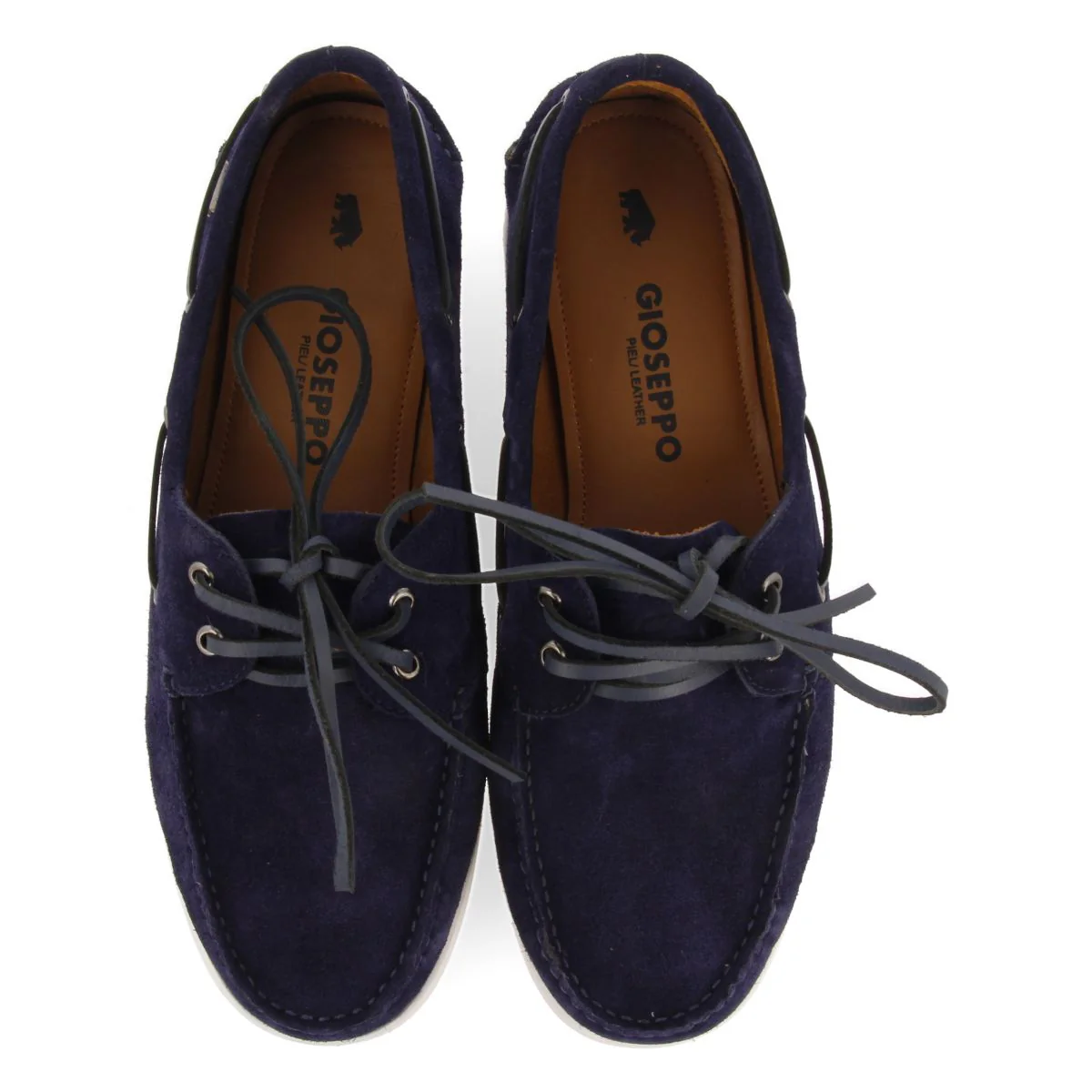 NAVY BLUE LEATHER NAUTICAL STYLE LOAFERS FOR MEN TRUNO - Image 4
