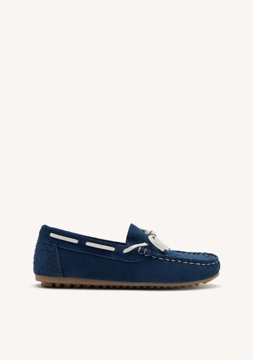 NAVY BLUE LEATHER NAUTICAL STYLE MOCCASIN FOR BOYS AND GIRLS ASBURY