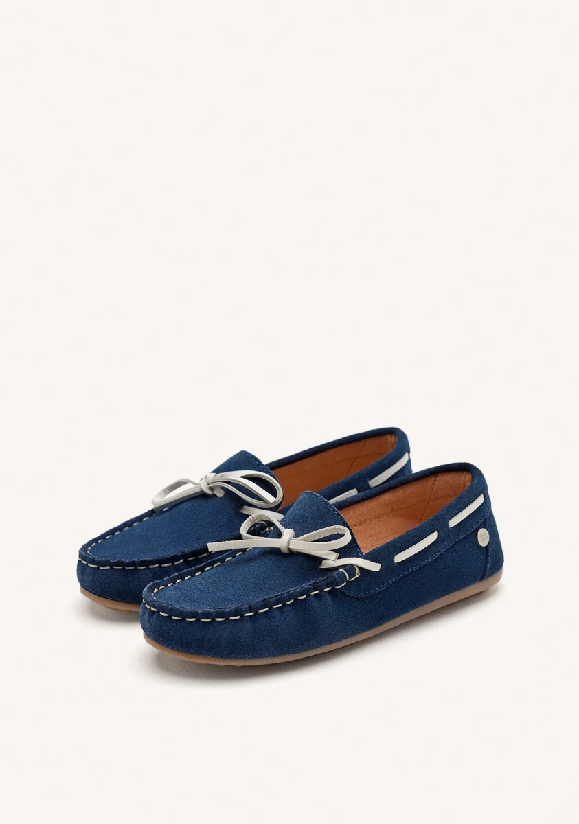 NAVY BLUE LEATHER NAUTICAL STYLE MOCCASIN FOR BOYS AND GIRLS ASBURY - Image 2