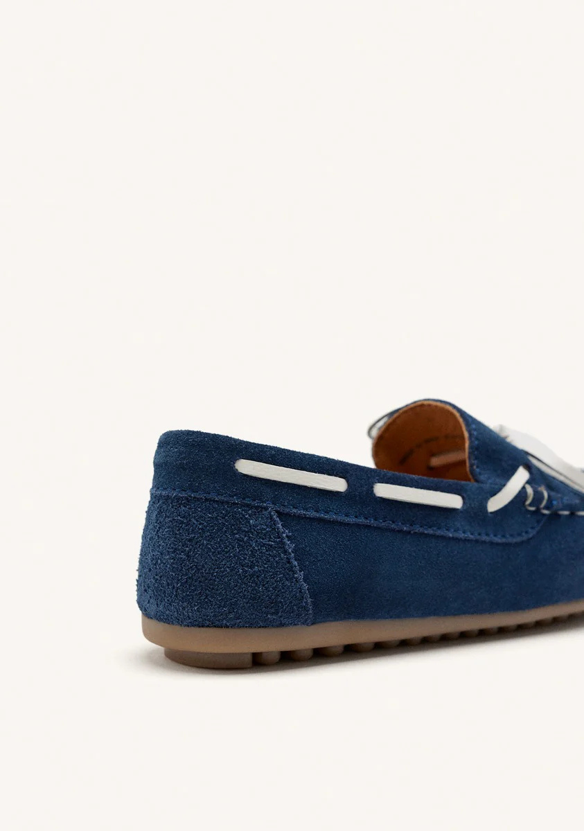 NAVY BLUE LEATHER NAUTICAL STYLE MOCCASIN FOR BOYS AND GIRLS ASBURY - Image 3