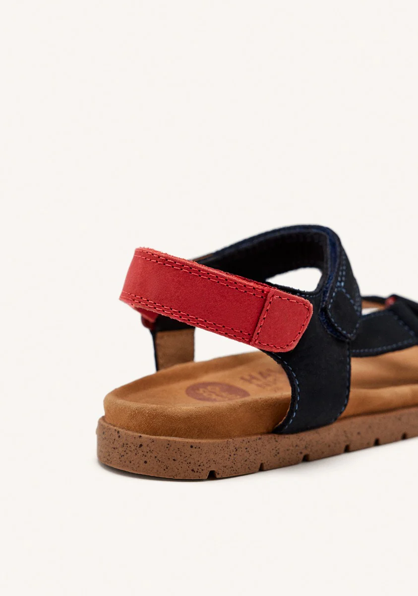 NAVY BLUE LEATHER SANDALS WITH RED ACCENTS FOR BOYS AND GIRLS DEPOE - Image 4