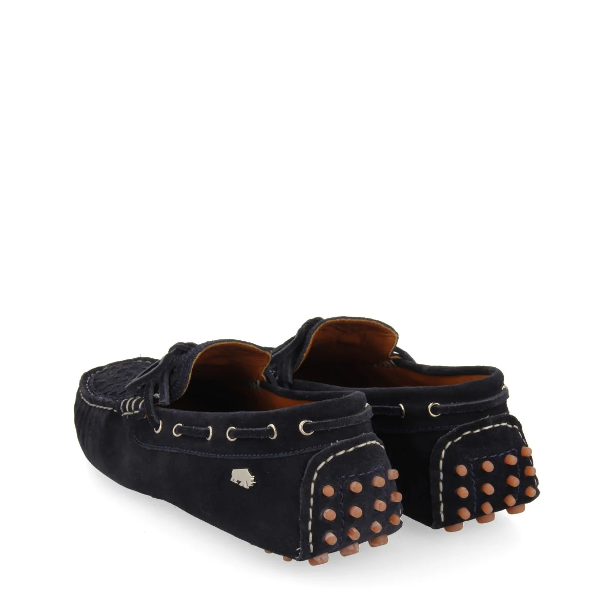 NAVY BLUE LEATHER WOVEN LOAFERS FOR MEN SCORDIA - Image 3