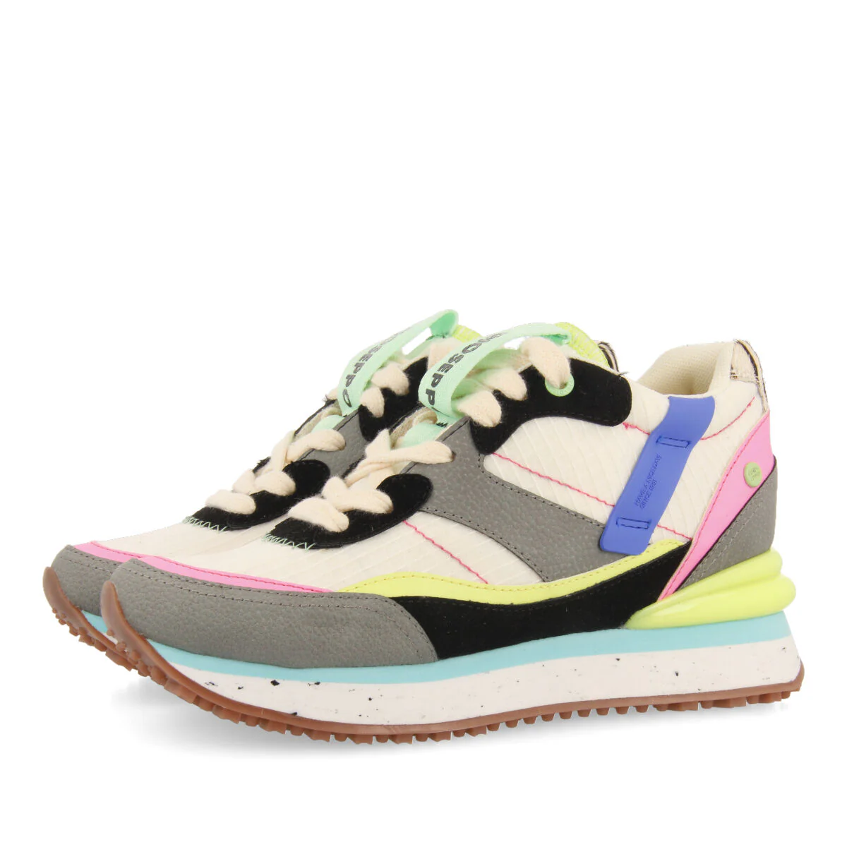Nerang women's white sneakers with inner wedges and a range of textures and prints - Image 2