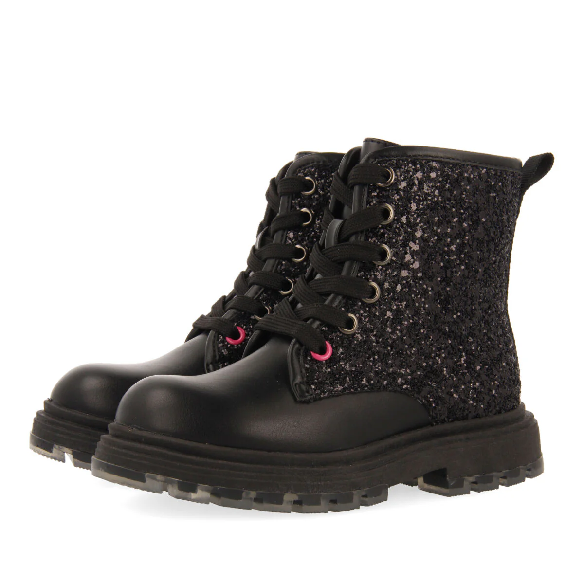 Nisland children's glittery black lace-up ankle boots - Image 2