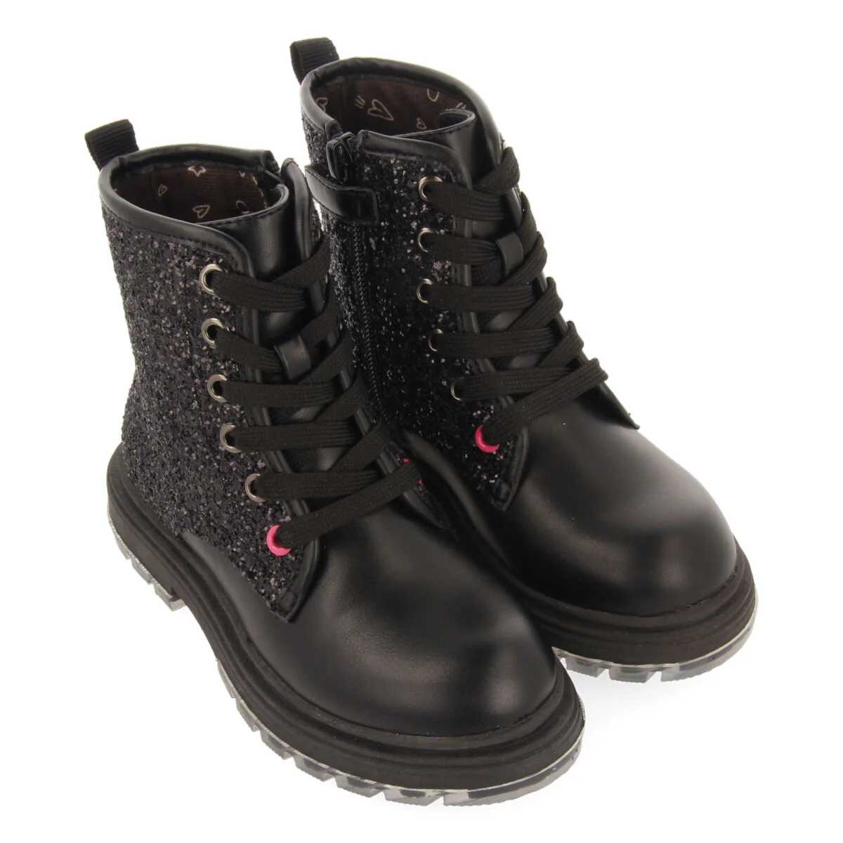 Nisland children's glittery black lace-up ankle boots - Image 3