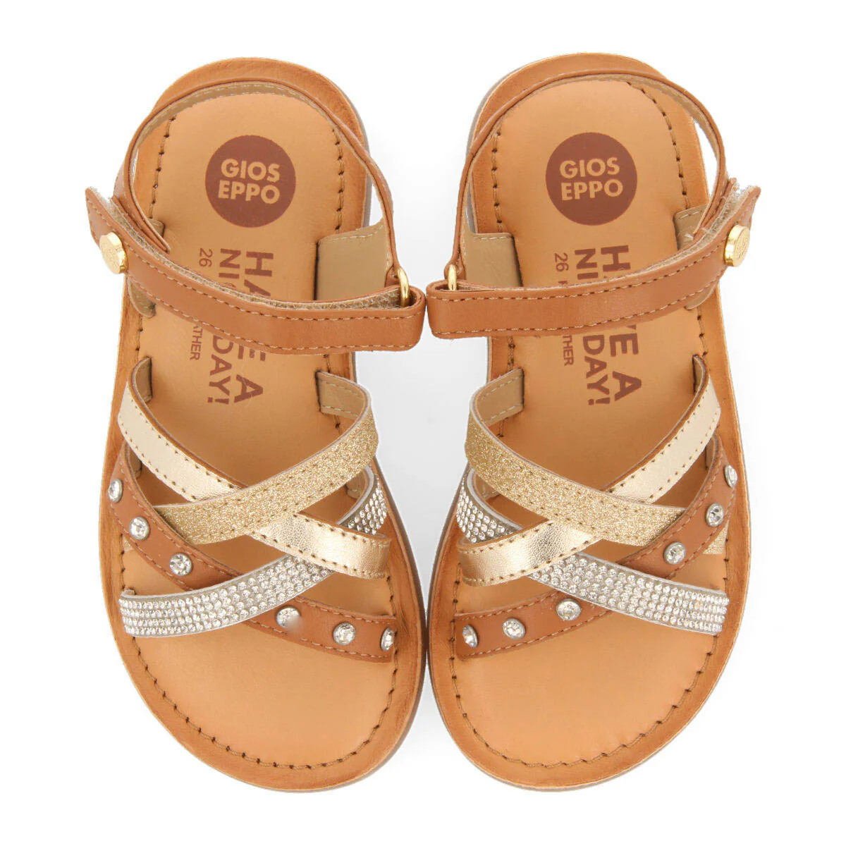 Niteroi girls detailed gold leather sandals - Image 3
