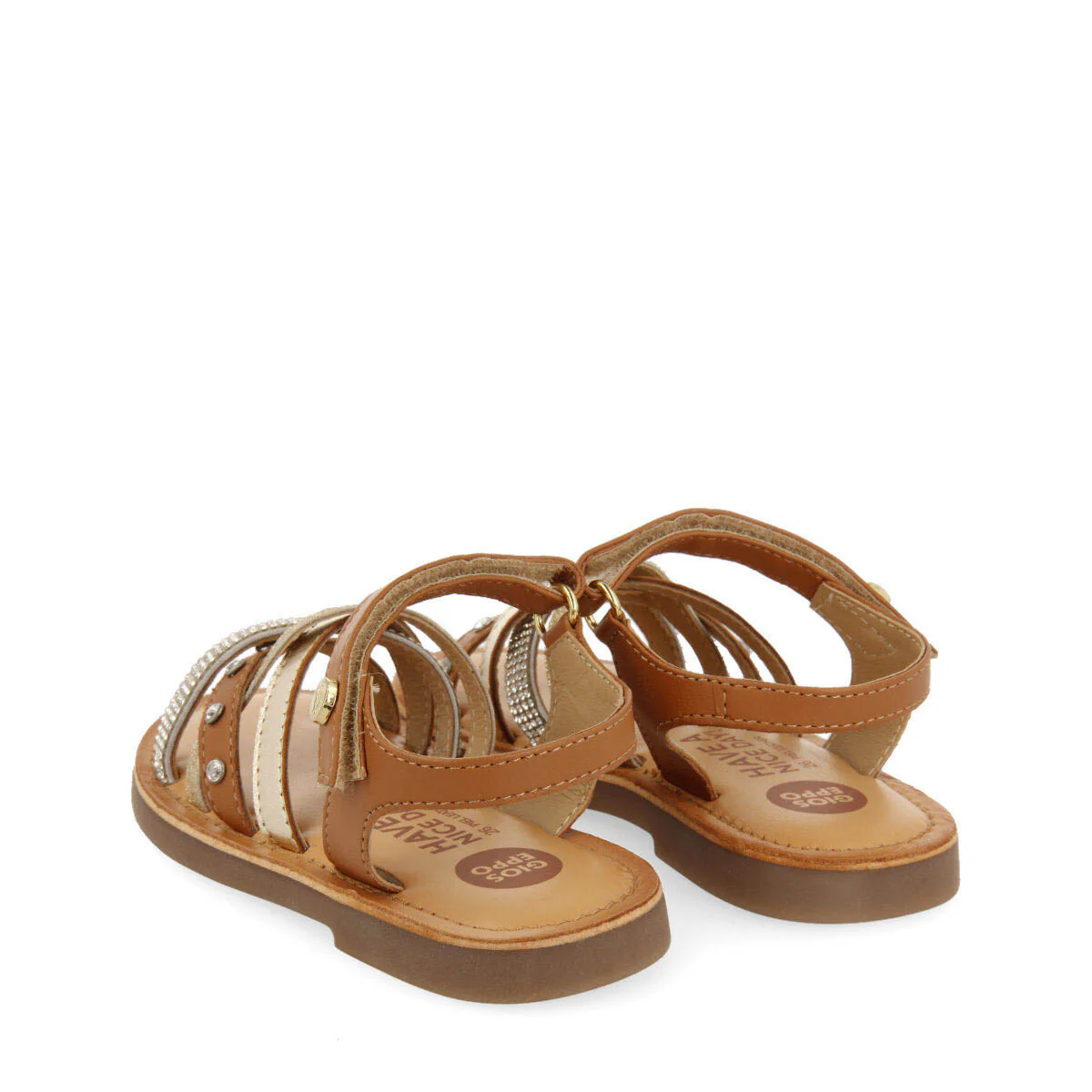 Niteroi girls detailed gold leather sandals - Image 4