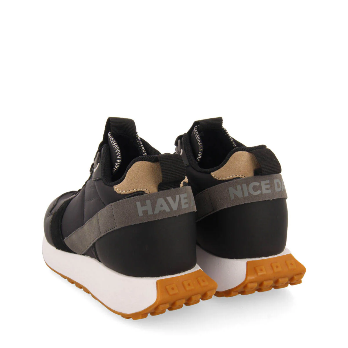 Noreuil women's black retro-style sneakers with inner wedges - Image 4