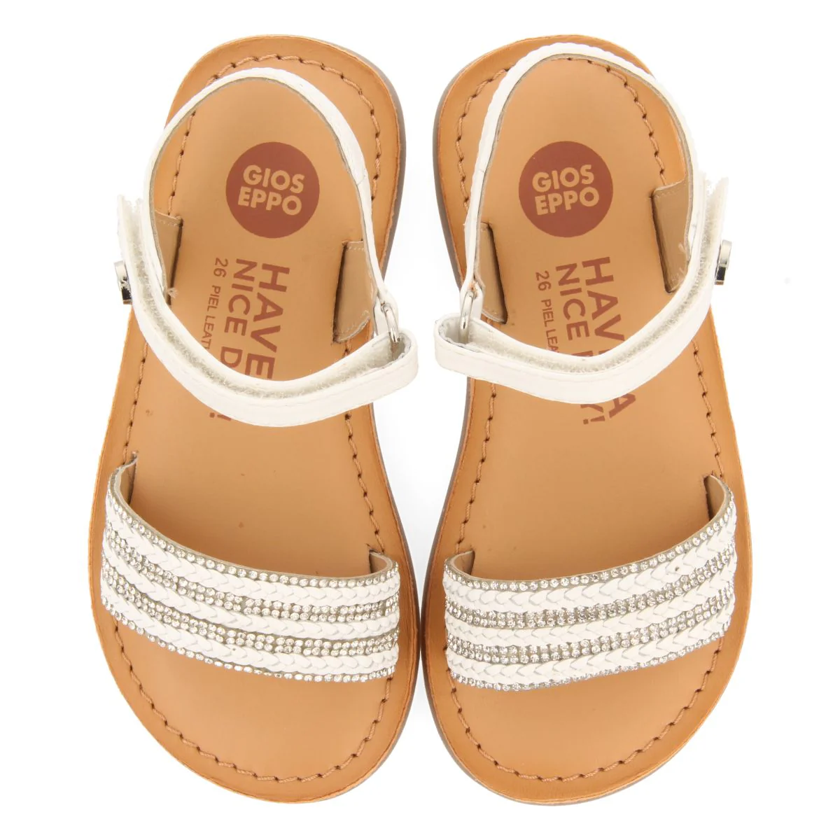 NUDE COLOR LEATHER SANDALS WITH EMBELLISHMENT AND ADJUSTABLE CLOSURE FOR GIRL AND BOY MIREVAL - Image 2