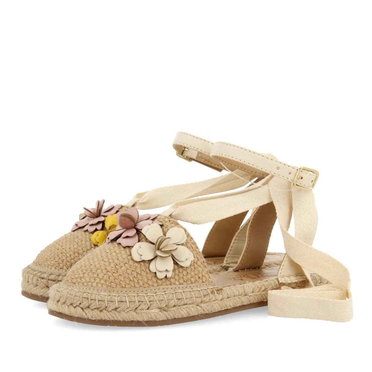 NUDE LEATHER ESPADRILLES WITH FLORAL EMBELLISHMENT FOR GIRL AND BOY PRESCOTT - Image 2