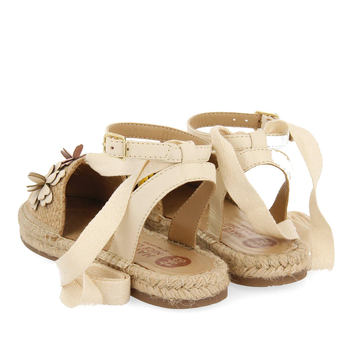 NUDE LEATHER ESPADRILLES WITH FLORAL EMBELLISHMENT FOR GIRL AND BOY PRESCOTT - Image 3