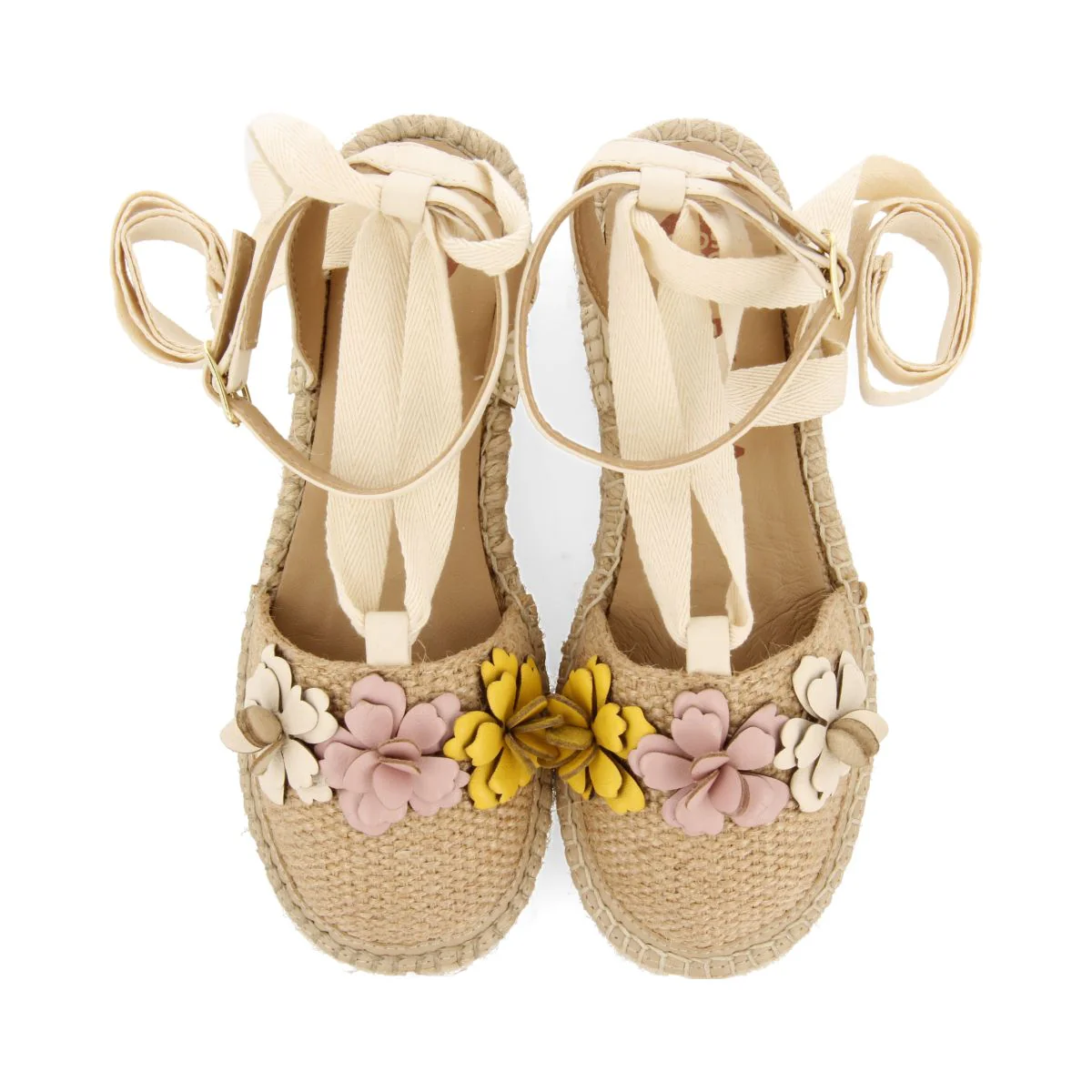 NUDE LEATHER ESPADRILLES WITH FLORAL EMBELLISHMENT FOR GIRL AND BOY PRESCOTT - Image 4
