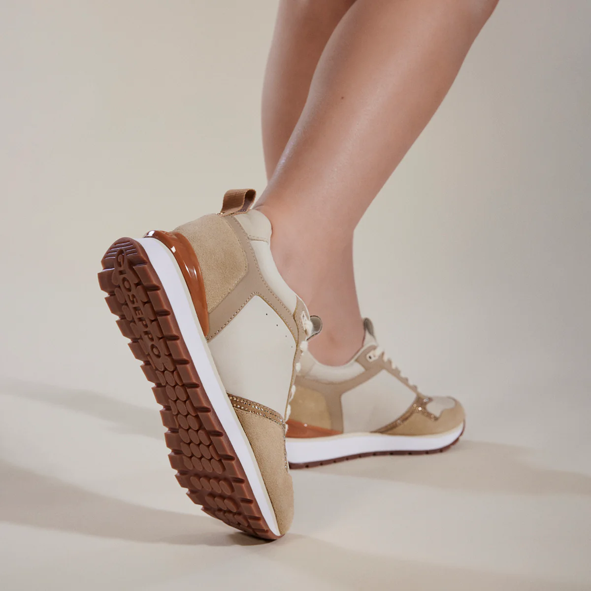 NUDE SNEAKERS WITH RHINESTONE DETAIL AND INTERNAL WEDGE FOR WOMEN DEBARY - Image 2